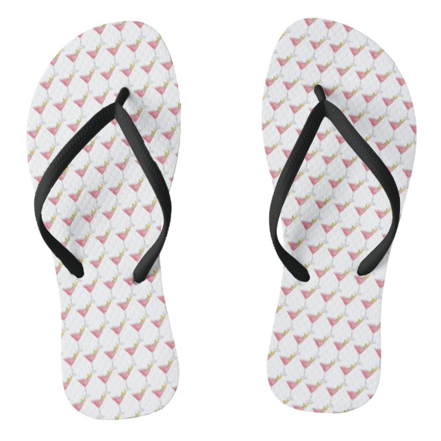 Watercolor Cosmopolitan Cocktails Flip Flops (Footbed)
