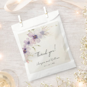 watercolor cosmos flowers wedding thank you favour bags