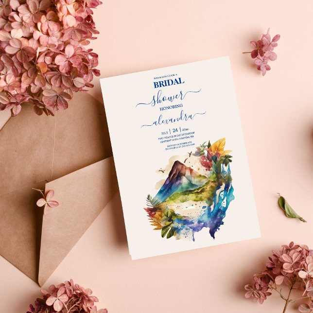 Watercolor Costa Rica Destination Bridal Invitation (Creator Uploaded)