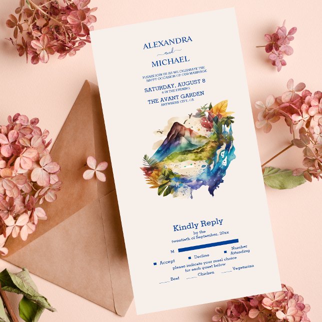 Watercolor Costa Rica Destination Wedding All In One Invitation (Creator Uploaded)