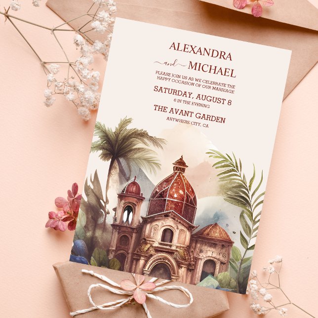 Watercolor Costa Rica Destination Wedding Invitati Invitation (Creator Uploaded)