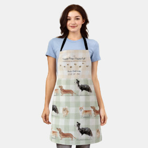 Watercolor Cosy Dog Walker Pet Sitting Gingham Apron