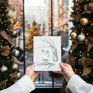 Watercolor Cosy  Rustic Branch Christmas Flat Holiday Card