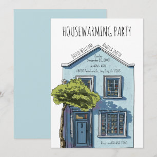 Watercolor cosy small home open house invitation
