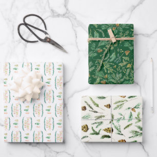 Watercolor Cottage Christmas  Wrapping Paper Sheet