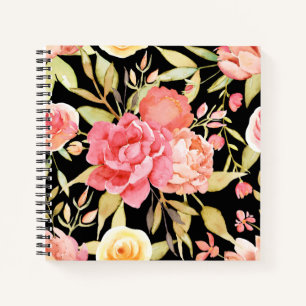 Watercolor Cottage Garden Roses Notebook