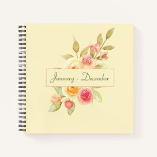 Watercolor Cottage Garden Roses Notebook