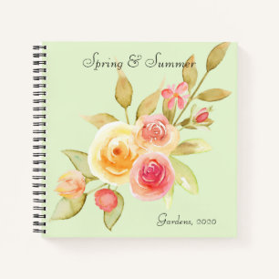 Watercolor Cottage Garden Roses Notebook