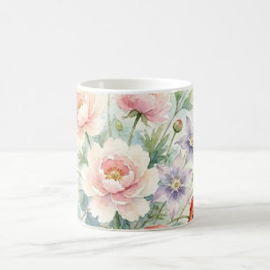 Watercolor Cottage Garden Wildflower Bouquet Coffee Mug