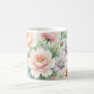 Watercolor Cottage Garden Wildflower Bouquet Coffee Mug