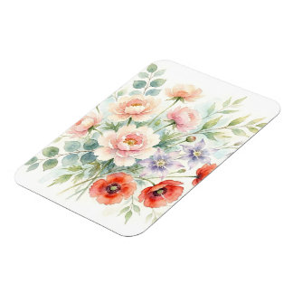 Watercolor Cottage Garden Wildflower Bouquet Magnet