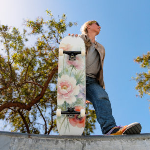 Watercolor Cottage Garden Wildflower Bouquet Skateboard