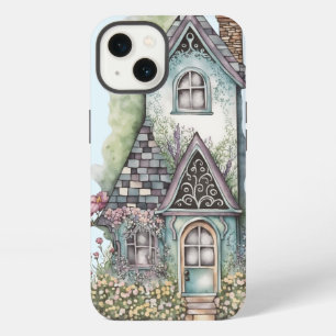 Watercolor cottage tiled roof mouldings mullions iPhone 13 case