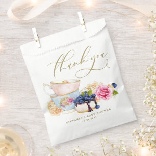 Watercolor Cottagecore Botanical Baby Shower Tea Favour Bags