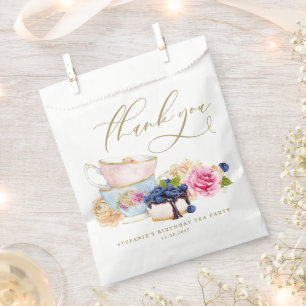 Watercolor Cottagecore Floral Birthday Tea Party Favour Bags