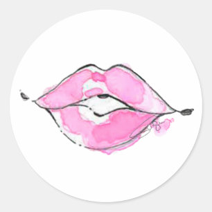 Watercolor Cotton Candy Kisses Classic Round Sticker