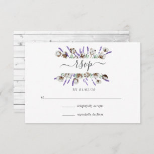 Watercolor Cotton Lavender Country Wedding RSVP Ca