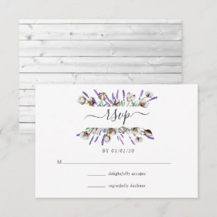 Watercolor Cotton Lavender Country Wedding RSVP Ca Card