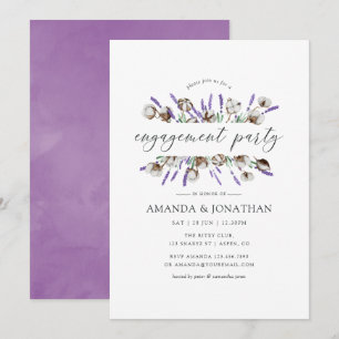 Watercolor Cotton Lavender Engagement Party Invitation