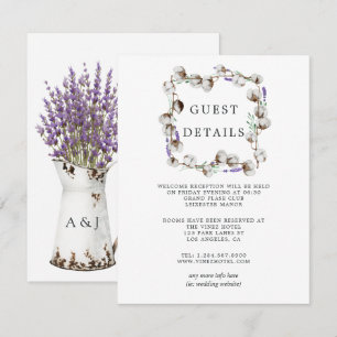 Watercolor Cotton Lavender Wedding Guest Details E Enclosure Card