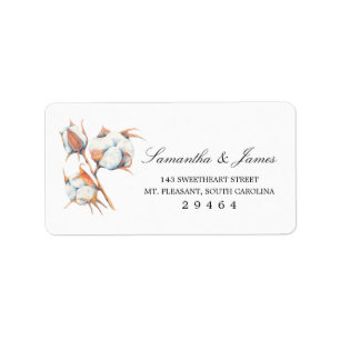 Watercolor Cotton Plant    Medium Address Label