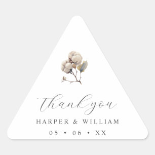 watercolor cotton wedding thank you triangle sticker