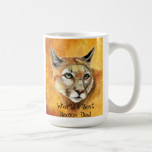 Watercolor Cougar Animal World's Best Bonus Dad Coffee Mug