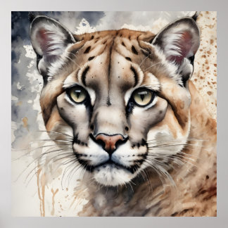 Watercolor Cougar no 1 Poster