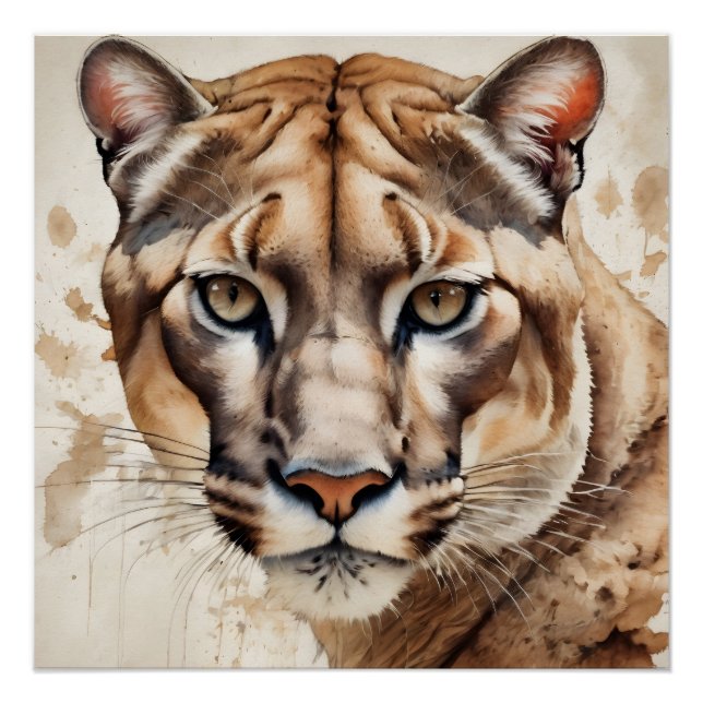 Watercolor Cougar no 7 Poster (Front)