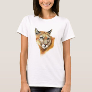 Watercolor Cougar Puma Animal Nature Art T-Shirt