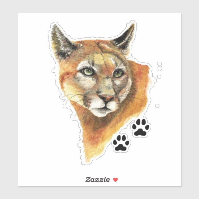 Watercolor Cougar, Puma, Mountain Lion Animal Art (Sheet)