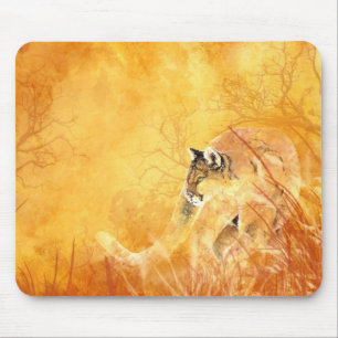 Watercolor Cougar Puma Mountain lion Animal Nature Mouse Mat