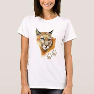 Watercolor Cougar Puma, Mountain Lion, Animal T-Shirt