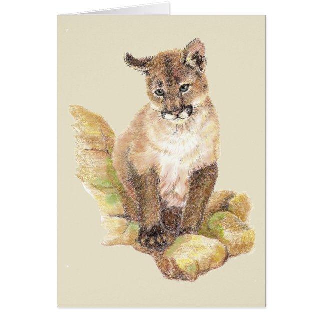 Watercolor Cougar Puma, Mountain Lion Blank (Front)