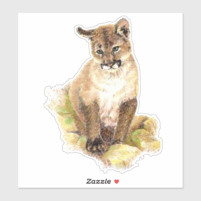 Watercolor Cougar, Puma, Mountain Lion Cub Animal (Sheet)