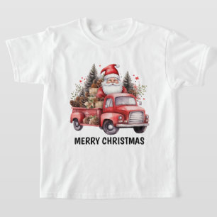 Watercolor Country Christmas truck add text Santa T-Shirt