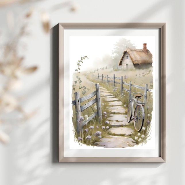 Watercolor Country Cottage Wall Decor Art Print (Creator Uploaded)