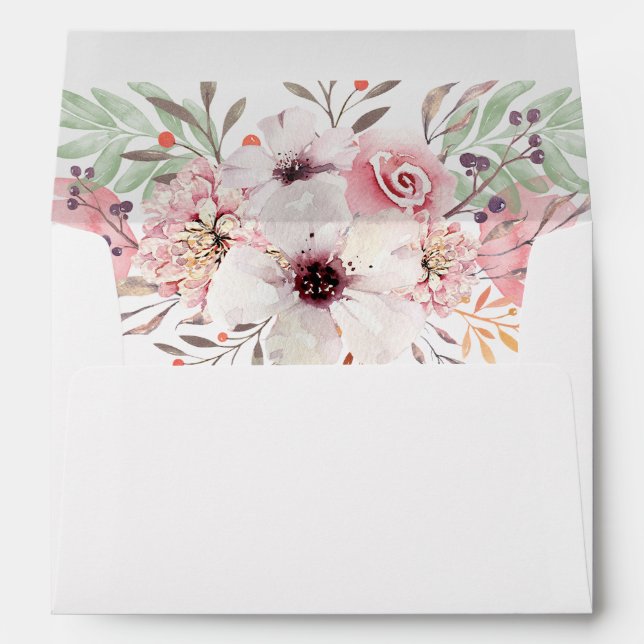 Watercolor Country Floral 5x7 Wedding Envelope (Back (Bottom))