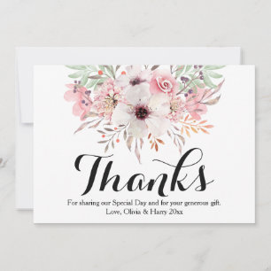 Watercolor Country Floral Wedding Thank You Card