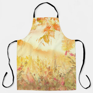 Watercolor Country Forest Landscape Art Apron