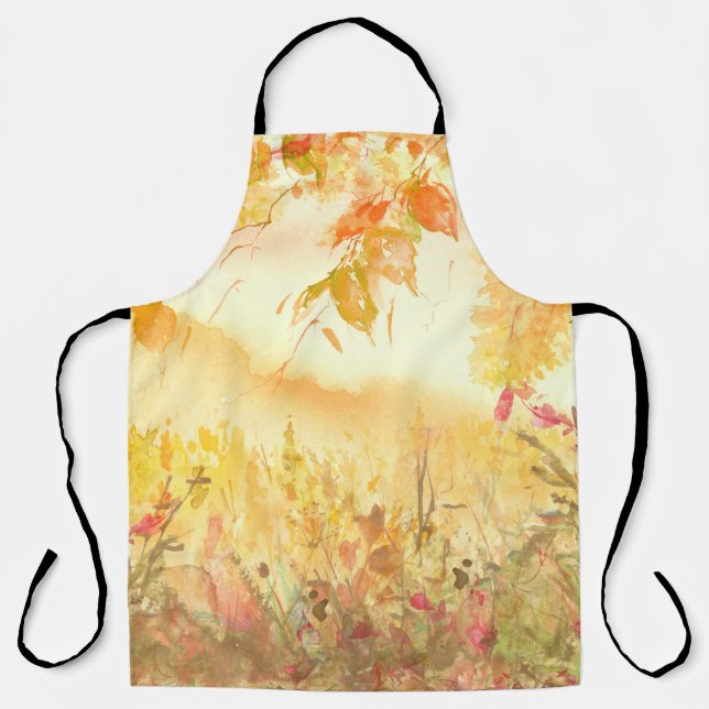 Watercolor Country Forest Landscape Art Apron (Front)