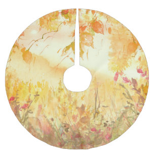Watercolor Country Forest Landscape Art Brushed Polyester Tree Skirt