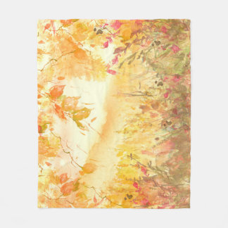 Watercolor Country Forest Landscape Art Fleece Blanket