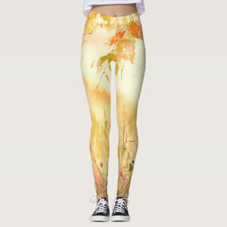 Watercolor Country Forest Landscape Art Leggings