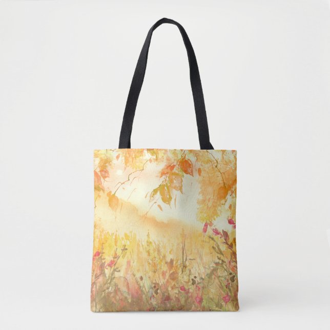 Watercolor Country Forest Landscape Art Tote Bag (Front)