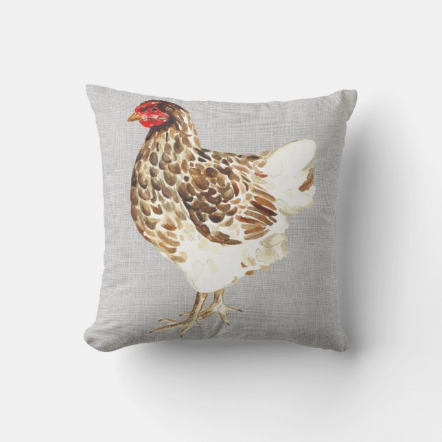 Watercolor Country Hen Cushion (Front)