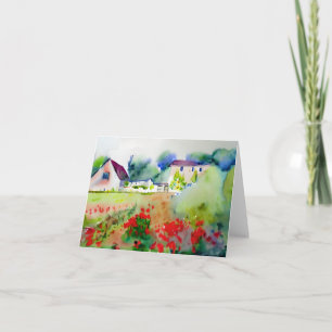 Watercolor country home customisable card