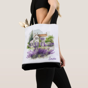 Watercolor Country Home Tote Bag
