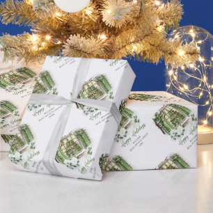 Watercolor Country House Christmas Holiday Wrapping Paper