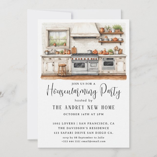 Watercolor Country Kitchen  Invitation (Front)